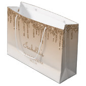 Glitter Drip Gold Quinceañera Groot Cadeauzakje (Voorkant Gekanteld)