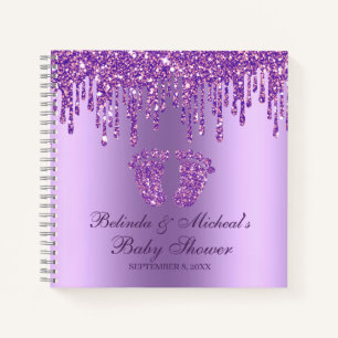 Glitter Drip Paars Feet Baby shower Guestbook Notitieboek