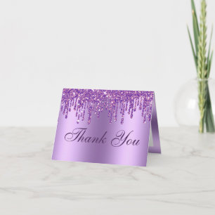 Glitter Drip Paarse Baby Voeten Dank u kaart