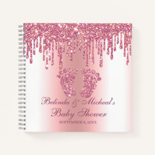 Glitter Drip Pink Feet Baby shower Guestbook Notitieboek