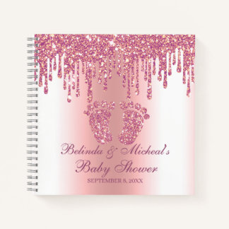 Glitter Drip Pink Feet Baby shower Guestbook Notitieboek