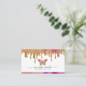 Glitter Drip Rainbow Butterfly Logo Visitekaartje (Staand voorkant)