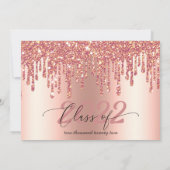 Glitter Drip Roos Gold Afstuderen Foto Kaart (Achterkant)