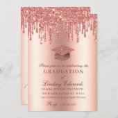 Glitter Drip Roos Gold Afstuderen Kaart (Voorkant / Achterkant)