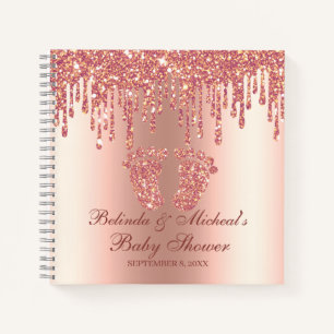 Glitter Drip Roos Gold Feet Baby shower Guestbook Notitieboek