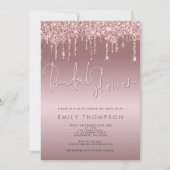 Glitter Drip Roos Gold Script Vrijgezellenfeest Kaart (Voorkant)
