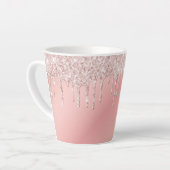 Glitter drip roos goudroze ombre girly latte mok (Linkerhoek)