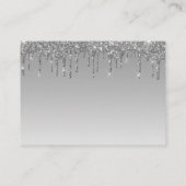 Glitter Drip Silver Baby shower Book Informatiekaartje (Achterkant)