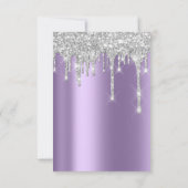 Glitter Drip Silver Paars Grey Afstuderen Kaart (Achterkant)