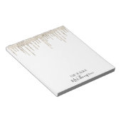 Glitter Drippings Gold White Name Script Glam Notitieblok (Schuin)