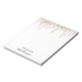 Glitter Drippings Gold White Name Script Glam Notitieblok (Gedraaid)