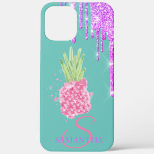 Glitter Drips Ananas Mint Groen iPhone 12 Pro Max Hoesje