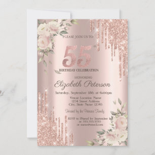 Glitter Drips Bloem Roze Goud Uw Foto 55h  Kaart
