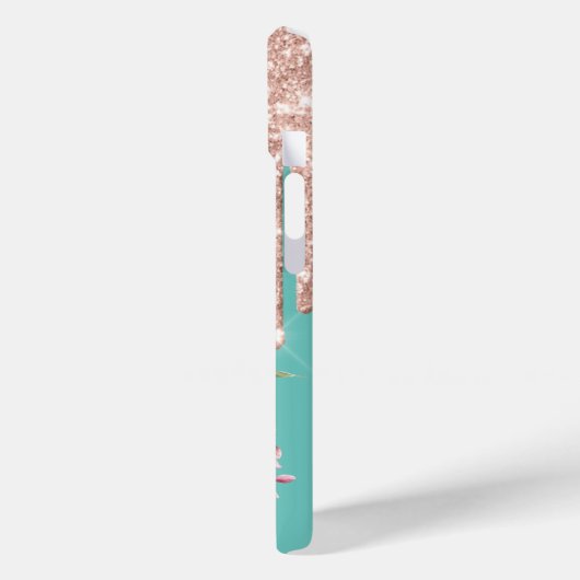 Glitter Drips Bloemen Ananas Mint Groen Case-Mate iPhone Case (Achterkant / Links)