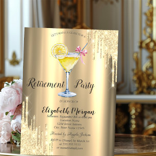 Glitter Drips,Cocktail,Gouden Pensioen Kaart