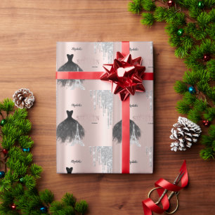 Glitter Drips,Dress,Eiffel Tower Sweet 16 Cadeaupapier