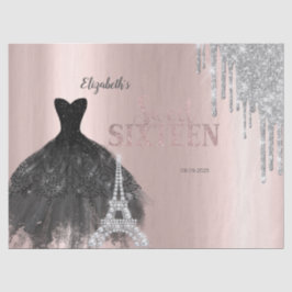 Glitter Drips,Dress,Eiffel Tower Sweet 16 Tissuepapier