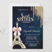 Glitter Drips, Eiffeltoren Boog Navy Blauwe Sweet Kaart (Voorkant)