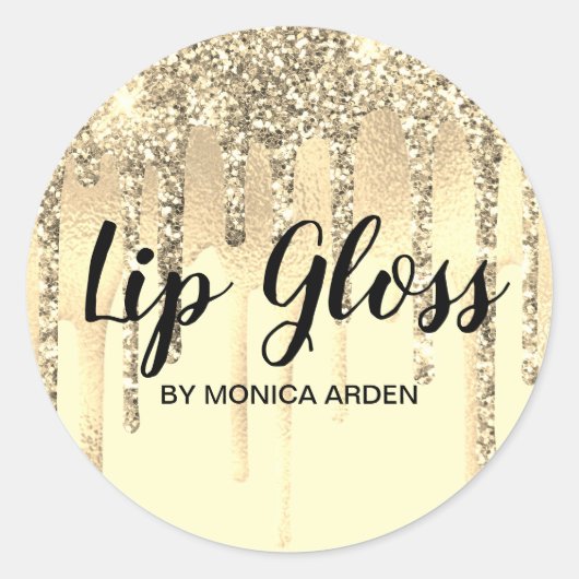 Glitter Drips Gouden Lipgloss Sticker Label (Voorkant)