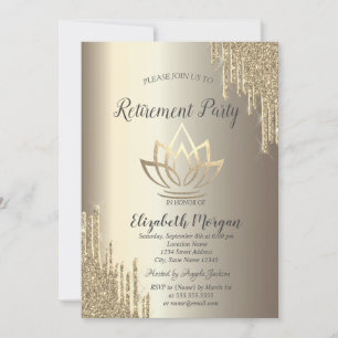 Glitter Drips Gouden Lotus Champagne Pensioen Kaart