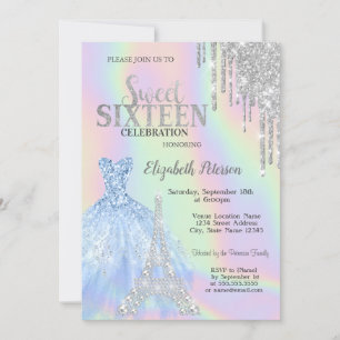 Glitter Drips,Jurk,Eiffeltoren Opal Sweet 16 Kaart