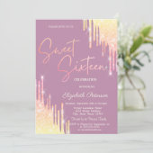 Glitter Drips Light Blue Sweet 16 Kaart (Staand voorkant)