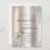 Glitter Drips Martini Rose Gold Retirement Kaart (Voorkant)