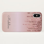 Glitter Drips Roos Blush Roze Zwart Script Naam Case-Mate iPhone Case (Achterkant (horizontaal))
