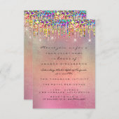 Glitter Drips Roos Bridal 16th Rainbow Wedding Kaart (Voorkant / Achterkant)