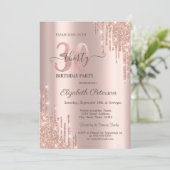 Glitter Drips Roos Gold 30e verjaardag Kaart (Staand voorkant)