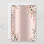 Glitter Drips Roos Gold Boho Flowers Sweet 16 Kaart (Achterkant)