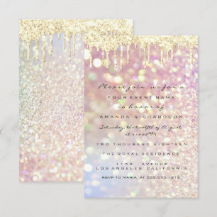 Glitter Drips Roos Gold Bridal Sweet 16th Lux Kaart