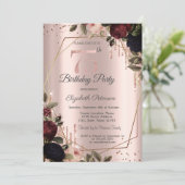 Glitter Drips Roos Gold Dark Flowers 75th Kaart (Staand voorkant)