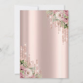 Glitter Drips Roos Gold Flowers 50th Birthday Kaart (Achterkant)