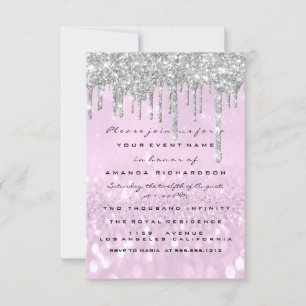 Glitter Drips Silver Paars Bridal Sweet 16th Kaart