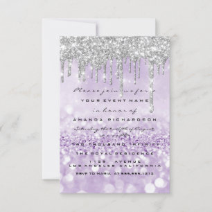 Glitter Drips Silver Paars Bridal Sweet 16th Kaart