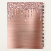 Glitter Drivers geborsteld Metaal Roos Gold Monogr Planner (Achterkant)