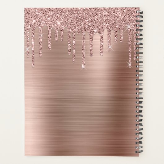 Glitter Drivers geborsteld Metaal Roos Gold Monogr Planner (Achterkant)