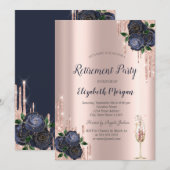 Glitter Drivers, marineblauw Roos Pensionering Kaart (Voorkant / Achterkant)