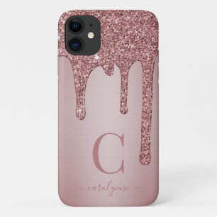 Glitter Drivers Monogram voor modern Roos Gold Spa iPhone 11 Hoesje