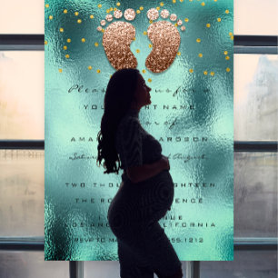 Glitter Drivers Roos Gold Baby shower Blauwgroen Kaart