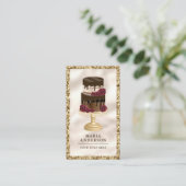Glitter Driving Chocolate Cake Floral Bakery Visitekaartje (Staand voorkant)