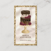 Glitter Driving Chocolate Cake Floral Bakery Visitekaartje (Voorkant)