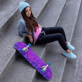 Glitter droogt Paarse roze Skateboard