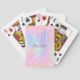 Glitter druist holografische eenregenboogmonogram pokerkaarten
