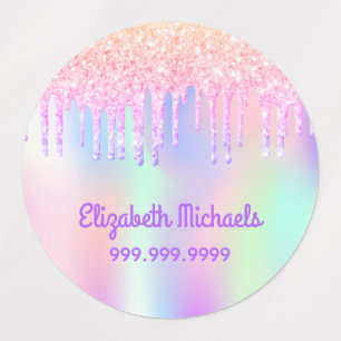 Glitter druist regenboogkleurige naam schoolbezitt labels