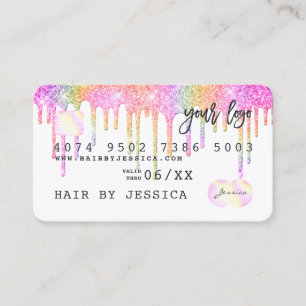 Glitter druppels Creditcard holografische regenboo Visitekaartje
