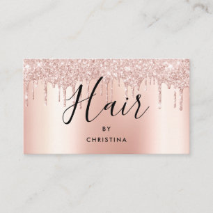 Glitter druppels roos goud metallic haar stylist visitekaartje