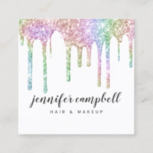 Glitter druppelt de chic hair makeup holographic u vierkante visitekaartje