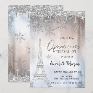 Glitter druppelt olietoren Snowflakes Quinceañera Kaart